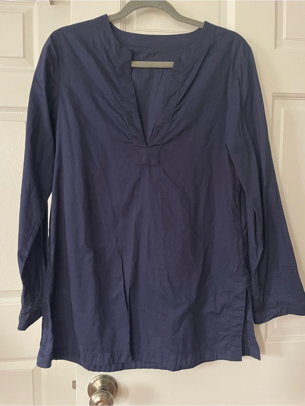 Michael Kors Navy Split V-Neck Long-Sleeve Tunic